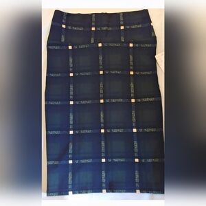 Lularoe Cassie Navy Plaid Pencil Skirt